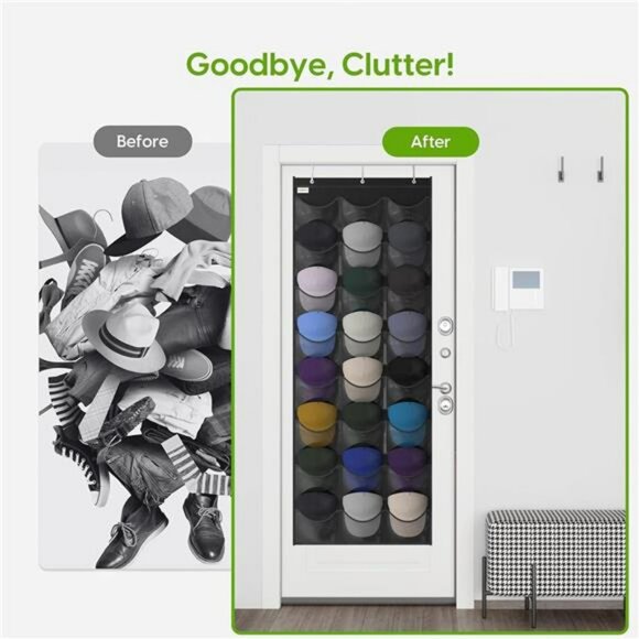 Baseball Hat Organizer Over Door Rack 24 Pocket Cap Holder Display Storage - Picture 7 of 8